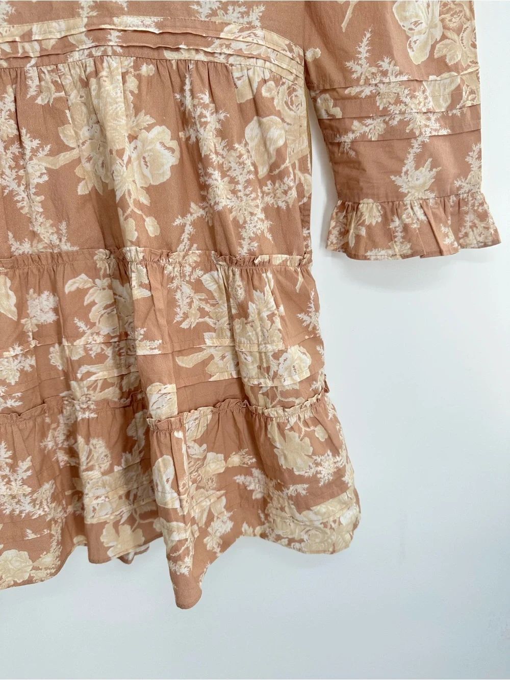 LOVESHACKFANCY Lienzo Mini Dress Floral Espresso Foam Cotton Size 6? - Picture 4 of 12